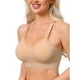 thumbnail image 4 of INSPIRE CHIC Women's Maternity Full Coverage Adjustable Buckled Straps Postpartum Nursing Bra V-Neck Wireless Bralettes 2XL Beige, 4 of 4