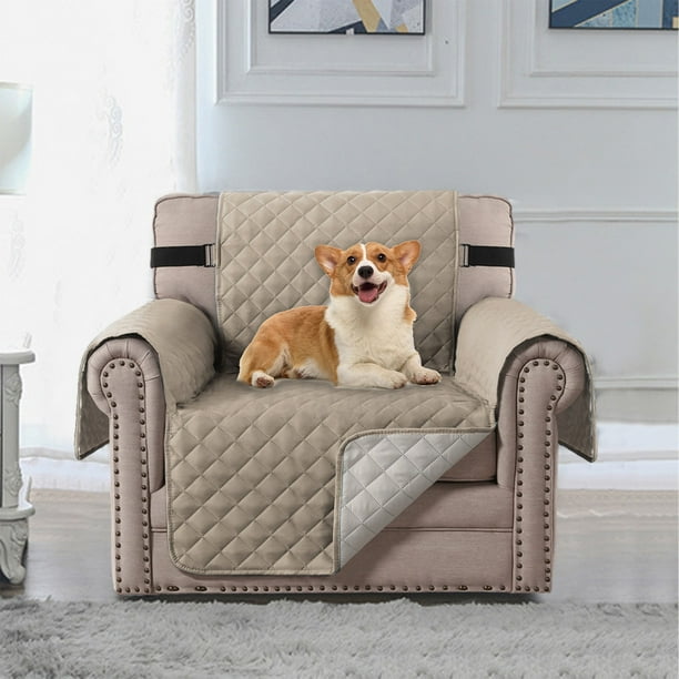Xihbxyly Funda de Sofá Impermeable para 1 Cojín de Sillón, Elegante Tejido de Microfibra, Fácil de Limpiar, Cómoda para Mascotas, Protege Muebles Del Hogar, Gris, Azul y Beige, 90 X 65 Cm.
