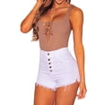 thumbnail image 1 of Aayomet Shorts Athlétiques pour Femmes avec Poignets à Franges Super Courts en Denim (Blanc, m), 1 of 5