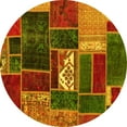 thumbnail image 1 of Ahgly Company Indoor Round Patchwork Yellow Transitional Area Rugs, 7' Round, 1 of 4