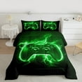 thumbnail image 2 of Homewish Neon Gamepad Gaming Bedding Comforter Set, Bling Green Lightning Twin Comforter Sets, Cartoon Video Game Controller Reversible Bedding Set, Microfiber Bedroom Decor, 2pcs, 2 of 8