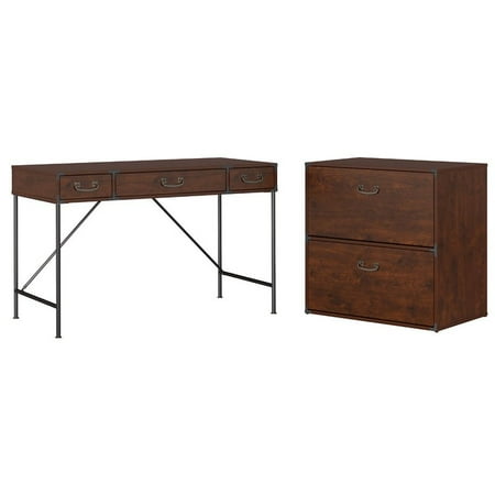 Kathy Ireland Office Ironworks 48w Writing Desk And Cabinet In