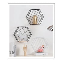 IBASETOY Decorative Floating Shelf Hexagon Design Wall Mounted Plant Stand for Room Decoration 1 Set