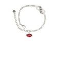 thumbnail image 2 of Delight Jewelry Silvertone Small Translucent Red Lips Silver-tone Paw Infinity Link Chain Bracelet, 6"+2" Extender, 2 of 3