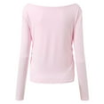 thumbnail image 6 of kaprioy Womens Boat Neck Tops Casual Fitted Tee Shirts Solid Color Fall Basic Clothes Long Sleeve Shirts Pink, M, 6 of 9