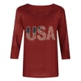 thumbnail image 4 of HOMBOM Shirts for Women Summer 4th of July 3/4 Sleeve USA Print Breathable Casual Crew Neck Womens T Shirts, 4 of 5