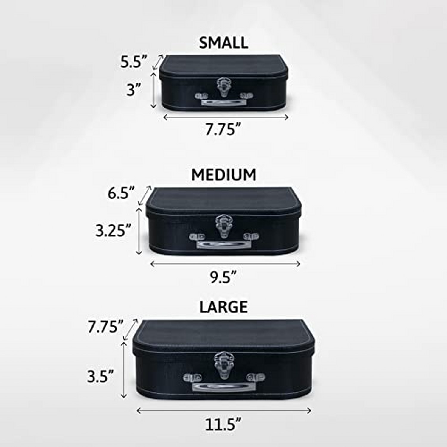 Wald 0727/BLK Set Of 3 Black Suitcases