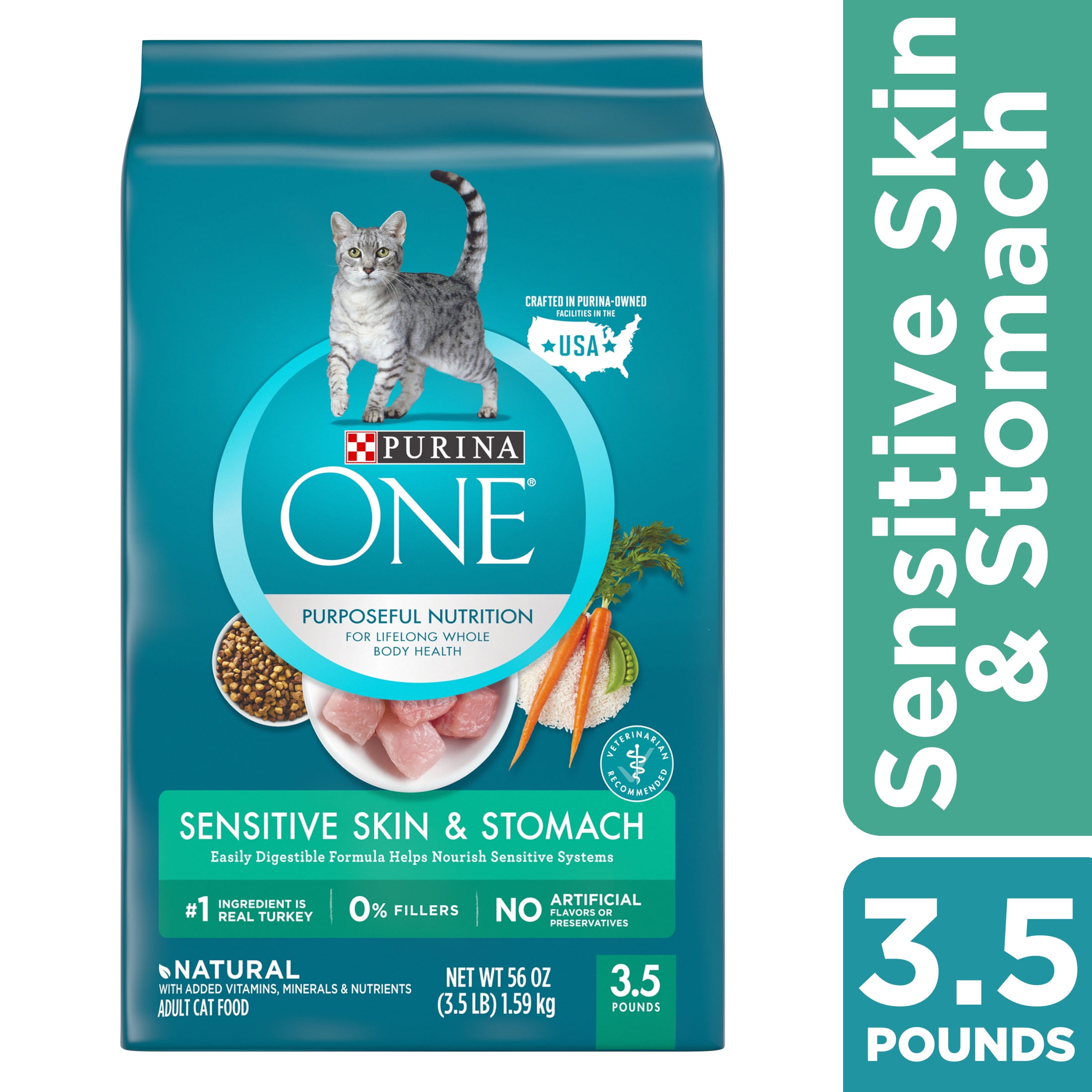 Purina ONE Natural Dry Cat Food Sensitive Skin Stomach Formula 3 5 