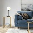 thumbnail image 4 of Evelyn&Zoe Sivil 20" Wide Round Side Table with Glass Shelf, Brass, 4 of 8