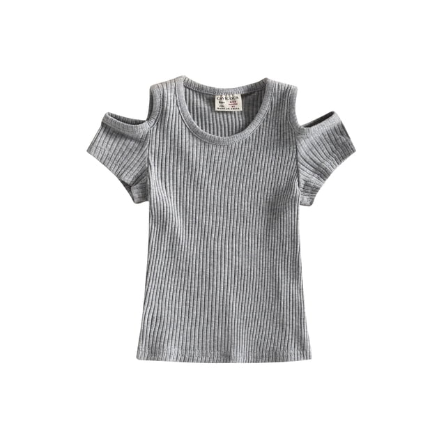 xiaxaixu Kid Shirts, Manches Courtes Col Rond Tricot Rue Partie Occasionnel Découper Printemps Été Tops pour les Filles