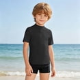thumbnail image 2 of Lightweight Boys Swim Shirt for Beach Pool Rash Guard Top for Junior Boys with Sun Protection and Comfort for Summer Black 100, 2 of 5