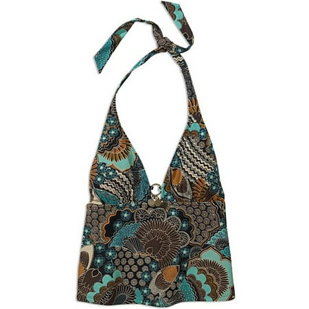 Women's Plus Print Halter Tankini Top