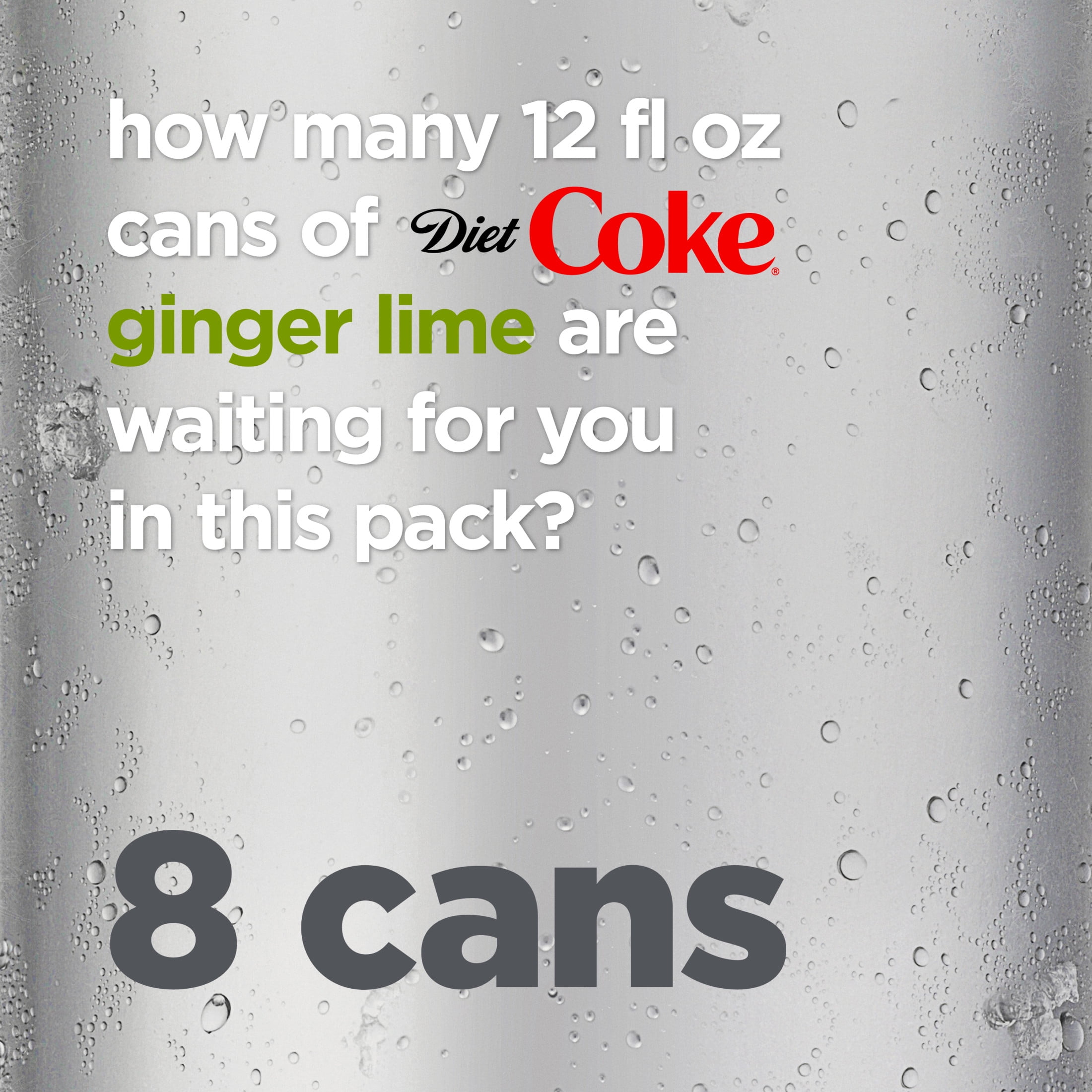 Diet Coke Ginger Lime Soda Soft Drink, 12 fl oz, 8 Pack