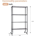 thumbnail image 3 of 4-Tier Adjustable Nsf-Certified Metal Shelf 36L X 14W X 62H Wire Shelving Unit Storage With Wheel For Small Places Restaurant Garage Pantry Kitchen Garage Rack Black, 3 of 7