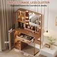 thumbnail image 4 of TROPOW Vanity Desk with Mirror and Lights Elegant Makeup Vanity Table with Drawers & Cabinets, Storage, Sturdy MDF Top, Adjustable Brightness Bulbs, Built-in Power Outlet & USB Ports,Wood, 4 of 7