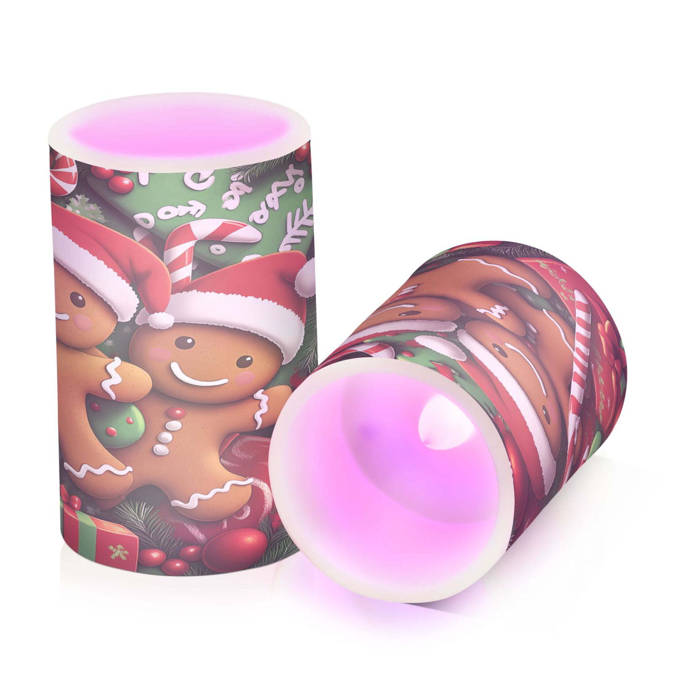 Flickering Flameless LED Candles set of 2 Battery Operated 18-Key Remotes Timer Halloween Fall Decor Christmas Gifts Gingerbread Men D3''xH4''5''