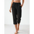 thumbnail image 2 of Rosvigor Womens Hiking Capri Pants High Waisted Drawstring Athletic Joggers Quick Dry Workout Lounge Travel Cropped, 2 of 7