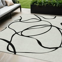 HomeRoots 597530 5 x 8 ft. White & Black Abstract Washable Indoor & Outdoor Rectangle Area Rug