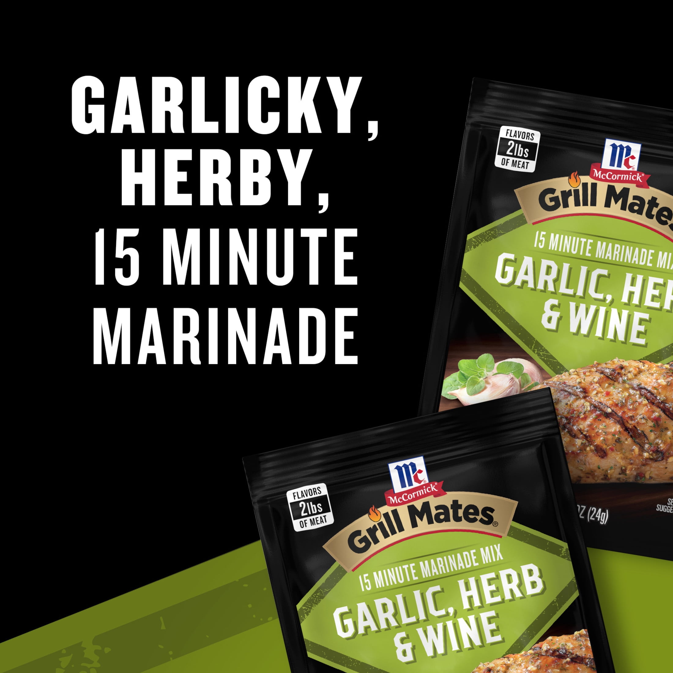 (8 pack) Grill Mates Seasoning Mix, Garlic, Herb & Wine Marinade, 0.87 oz Packet