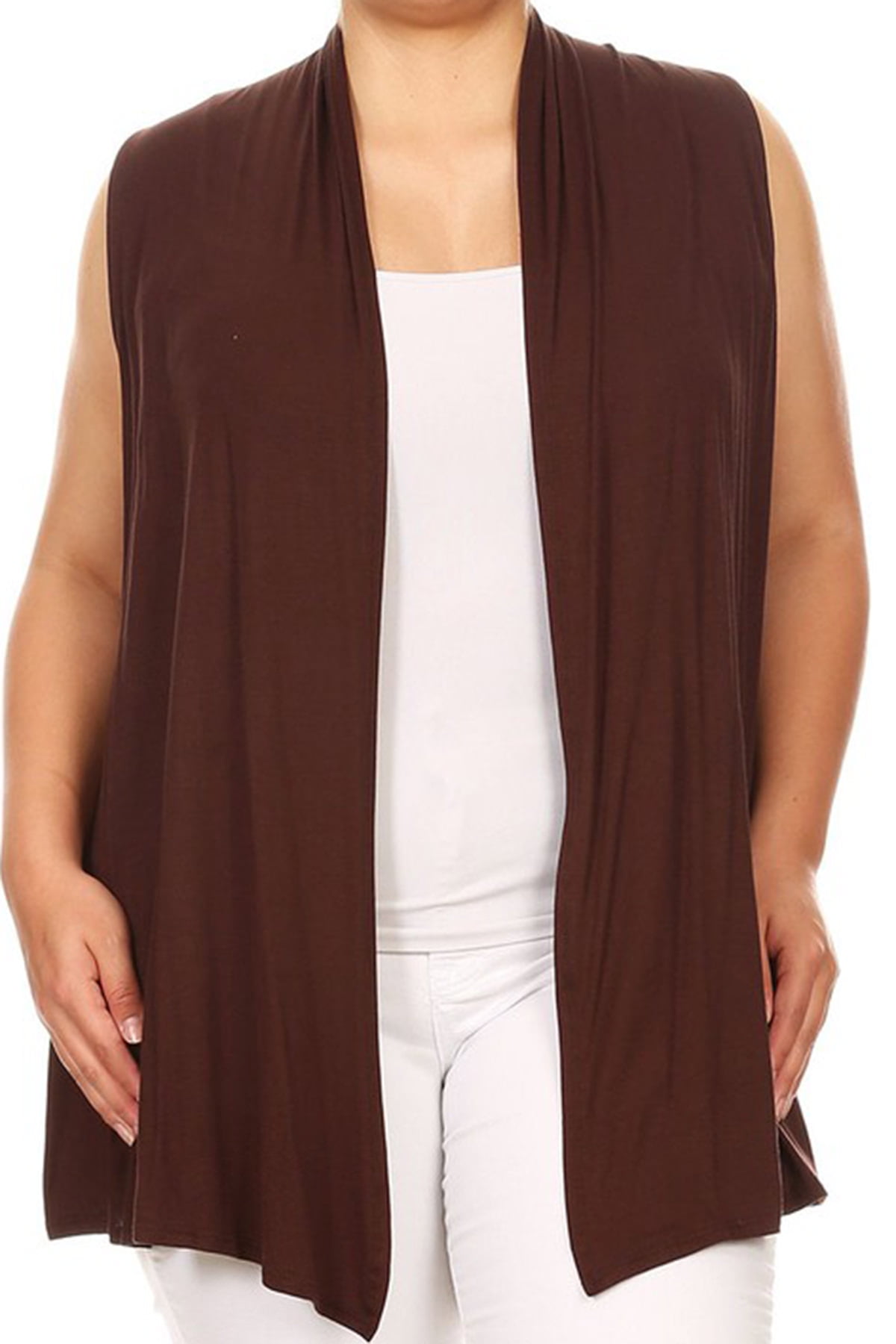 BNY Corner Women Plus Size Sleeveless Cardigan Open Front Casual Vest