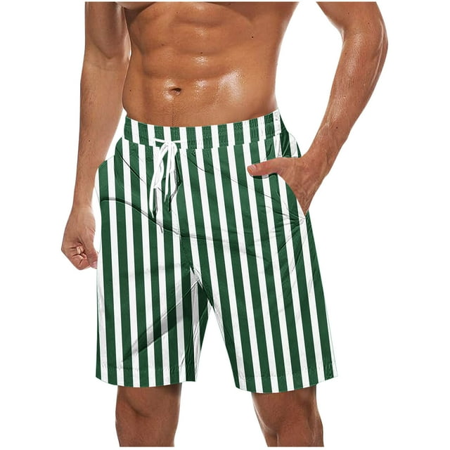 Cameland Men's Large Loose Shorts Drawstring Striped Elastic Waist Shorts Summer Outdoor Beach Shorts with Pockets