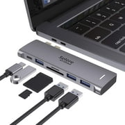 USB C Adapter for MacBook Pro/MacBook Air 2020 2019 2018 13" 15" 16", 6 in 1 USB-C Hub with 3 USB 3.0 Ports, USB C to SD/TF Card Reader and 100W Thunderbolt 3 PD Port