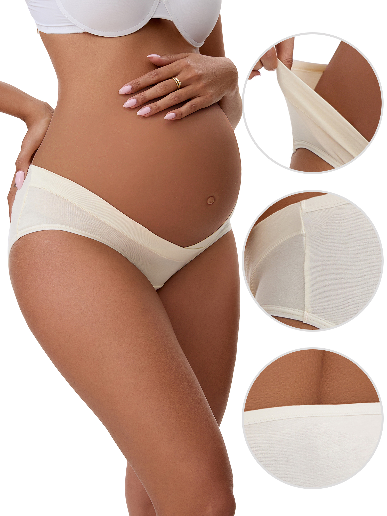 DARING DIVA Women's Low Rise Maternity Underwear Under the Bump Panties XL Beige