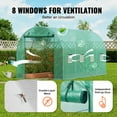 thumbnail image 6 of KFFKFF Walk-in Tunnel Greenhouse, 15x7x7 ft, Featuring a Durable Galvanized Steel Frame and Green PE Covering, Equipped with a Roll-up Zipper Door and 8 Ventilation Windows, 6 of 9