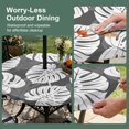 thumbnail image 5 of Round Outdoor Tablecloth with Umbrella Hole and Zipper, Tropical Foliage Tablecloth with Elastic Waterproof, Summer Botanical Monstera Leaves Black Patio Table Covers for 31" - 35" Pool Tables, 5 of 9