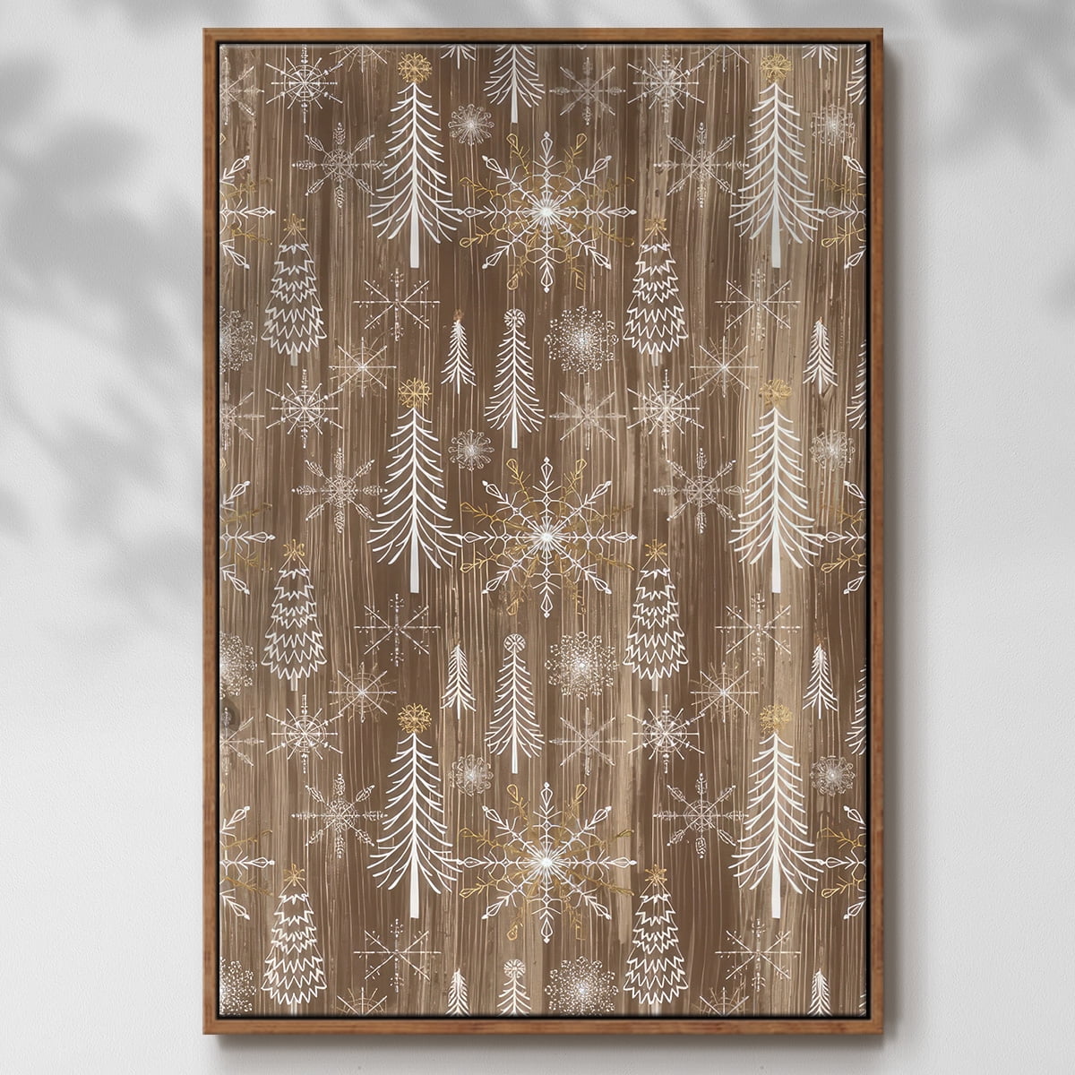 Barnwood Wonderland Collection E - Framed Gallery Wrapped Holiday Canvas - 25 x 37 - Rosewood Frame