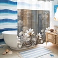 thumbnail image 5 of No Hook Shower Curtain, Brown Grey Floral Shower Curtains for Bathroom with See Through Top Window, Spring Summer Botanical Vintage Waterproof & Washable Bath Curtain Stall 48"x72", 5 of 9
