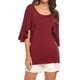 thumbnail image 4 of Guardurnaity Mujer Camiseta Volantes Campana Manga Cuello Túnica Casual Top Prendas para la parte del cuerpo Vino rojo L, 4 of 6