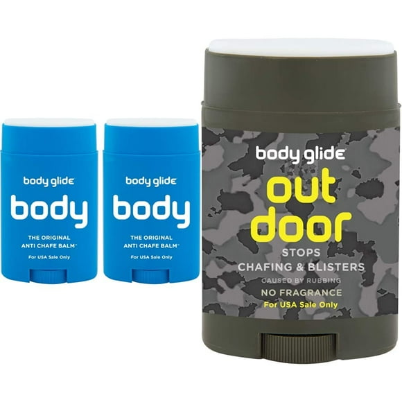 Body Glide Original Anti Chafing Stick Balm 1.5oz-2pack + Body Glide Outdoor Anti Chafe Balm 1.5oz