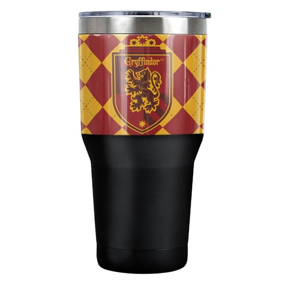 Harry Potter Gryffindor Plaid Sigil Stainless Steel Tumbler 30 oz Coffee Travel Cup, Vacuum Insulated & Double Wall with Leakproof Sliding Lid