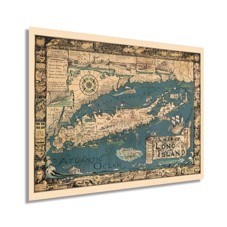 HISTORIX 1933 Long Island New York Vintage Map Poster Wall Art Print, 18 x 24 Inch