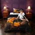 thumbnail image 4 of Manfei Jungle T-Rex Wildlife Twin Comforter Sets,Retro Dino Animals Bedding Set,Orange Black,Black Reversible,2pcs,1 Comforter and 1 Pillowcase, 4 of 7