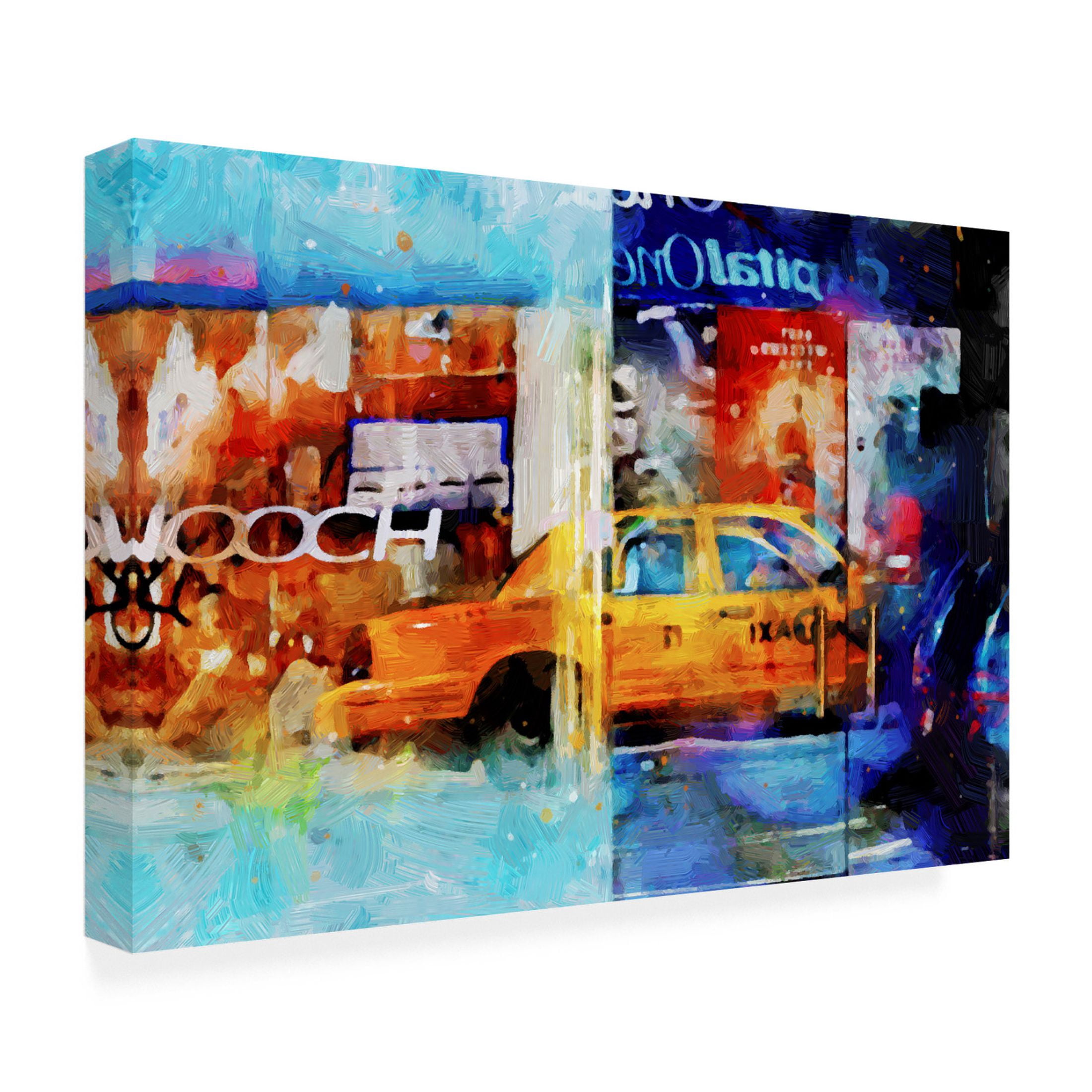 Canvas Wall Art - Jeff Pica 'Chelsea Taxi Reflection' Wall Art for Living Room, Bedroom, or Office Décor by Trademark Fine Art - 47 x 30 Inches