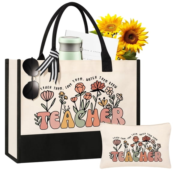 Set de bolsas de tela Itotegifts de lona para mujer con bolsa de maquillaje