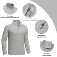 thumbnail image 6 of TACVASEN Men's UPF 50+ Sun Shirts 1/4 Zip Up Fishing Running T-Shirts Lightweight Quick Dry Outdoor Athletic Long Sleeve Tops, Light Gray, L, 6 of 8