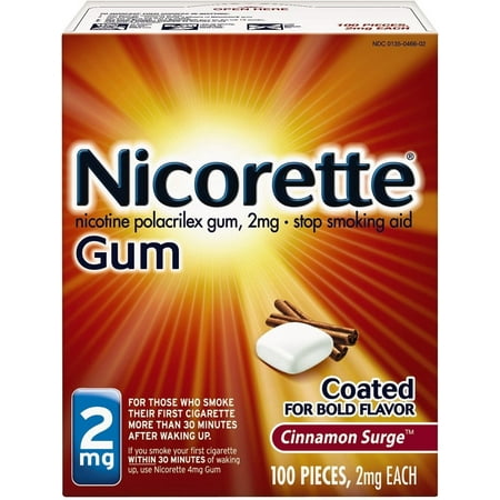 Nicorette 2 mg Nicotine Gum, Cinnamon Surge 100 ea (Pack of 2)
