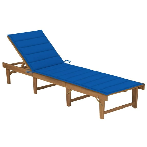 Carevas Folding Sun Lounger with Cushion Solid Acacia Wood