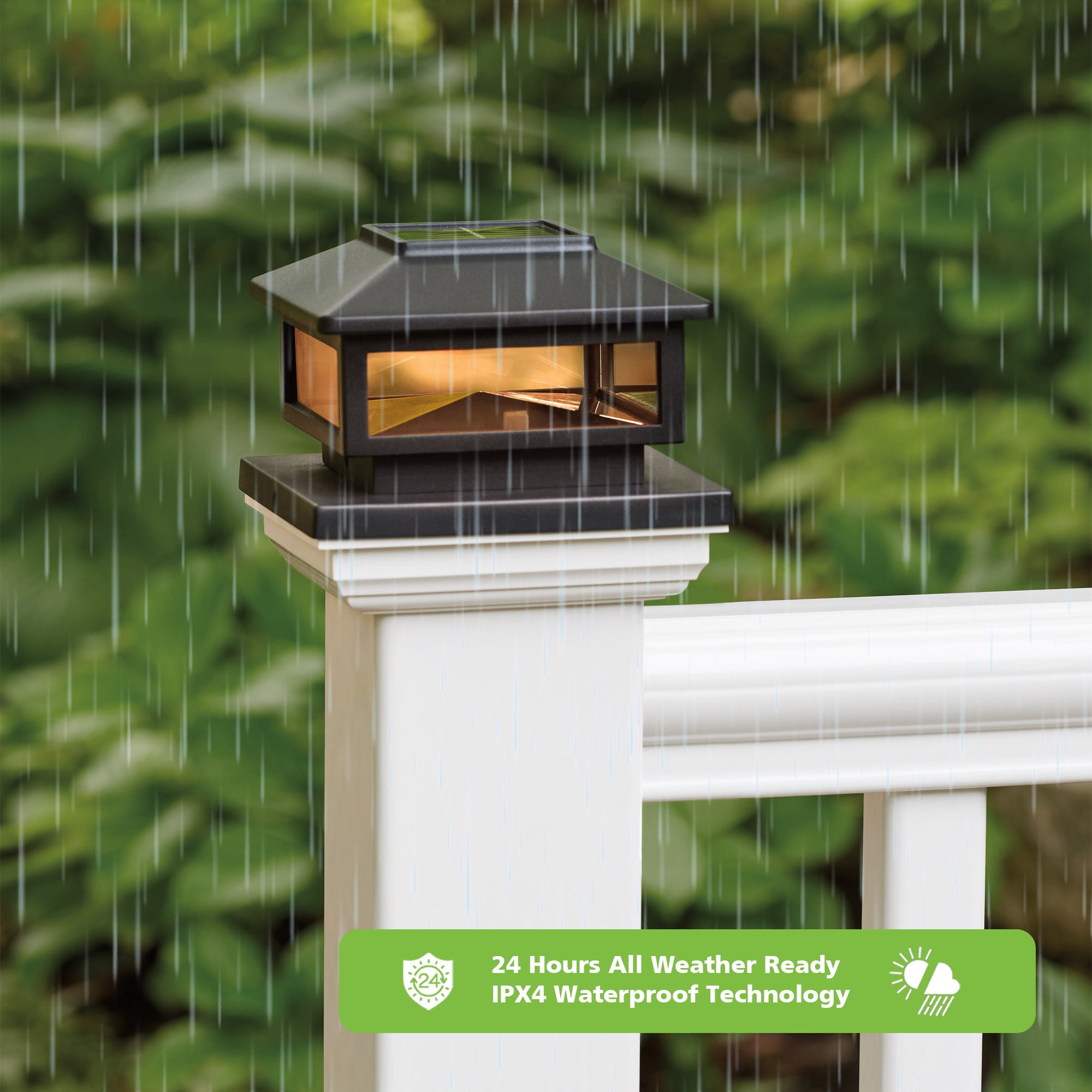 Better Homes & Gardens Nico Solar Powered Black Outdoor LED Deck Post Cap Light, 20 Lumens