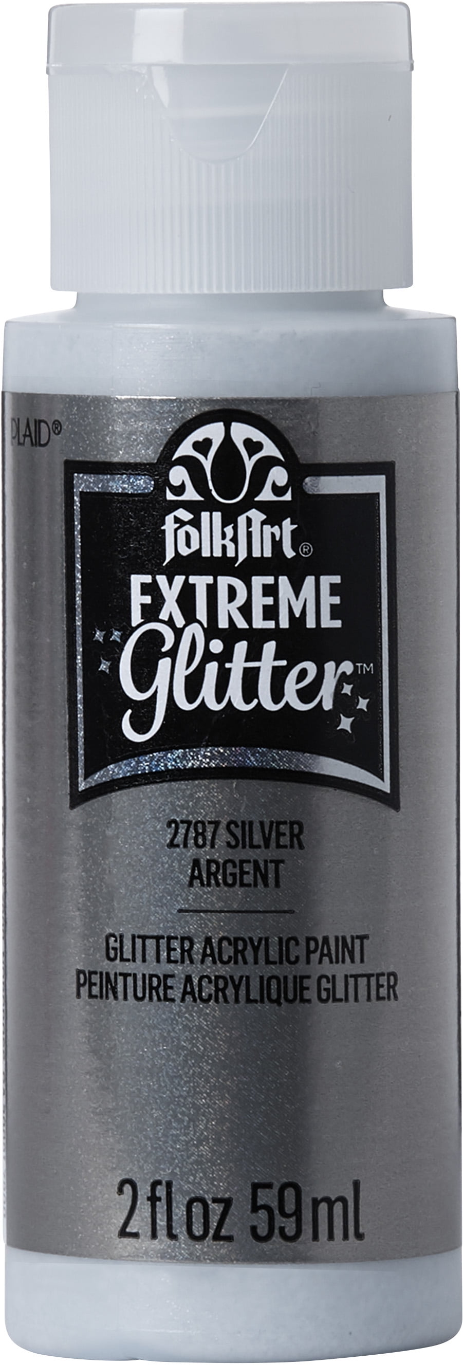 FolkArt Extreme Glitter Acrylic Craft Paint, Glitter Finish, Silver, 2 fl oz