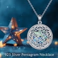 thumbnail image 5 of 925 Sterling Silver Necklace Abalone Shell Necklace for Women Round Pendant Necklace, 5 of 6