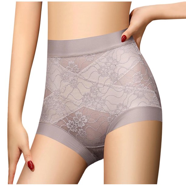 Ropa Interior de Tanga de Cintura Alta para Mujeres de Cintura Media a Alta Encaje de Cadera de Hielo Romántico Ligero Ropa Interior de Tanga Transpirable