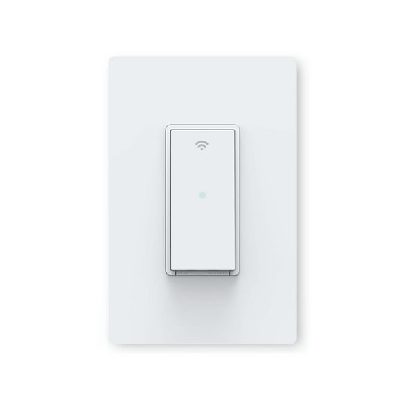 Simply Conserve Single-Pole Smart Home Push Button Light Switch with Wi-Fi, White
