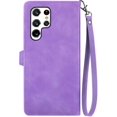 thumbnail image 3 of Zipper Storage Design Wallet Case for Samsung Galaxy S23 Ultra, Skin Friendly Feel Leather Case with Magnetic Clasp and Muliti-Card Slots Holster for Galaxy S23 Ultra,SZY Purple, 3 of 18