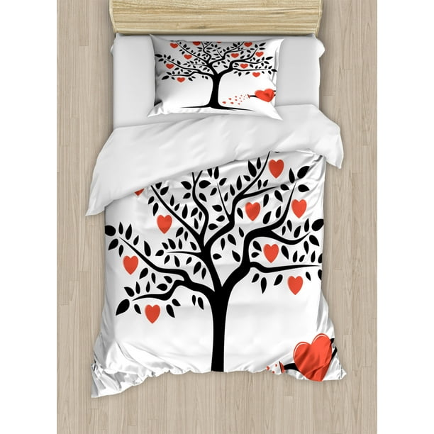 Valentines Day Decor Twin Size Duvet, Red And Black Duvet Cover Uk