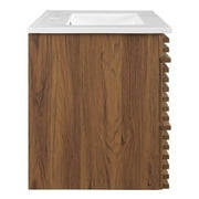 Modway Render 30 Modern Wood Wall-Mount Bathroom Vanity in Walnut/White