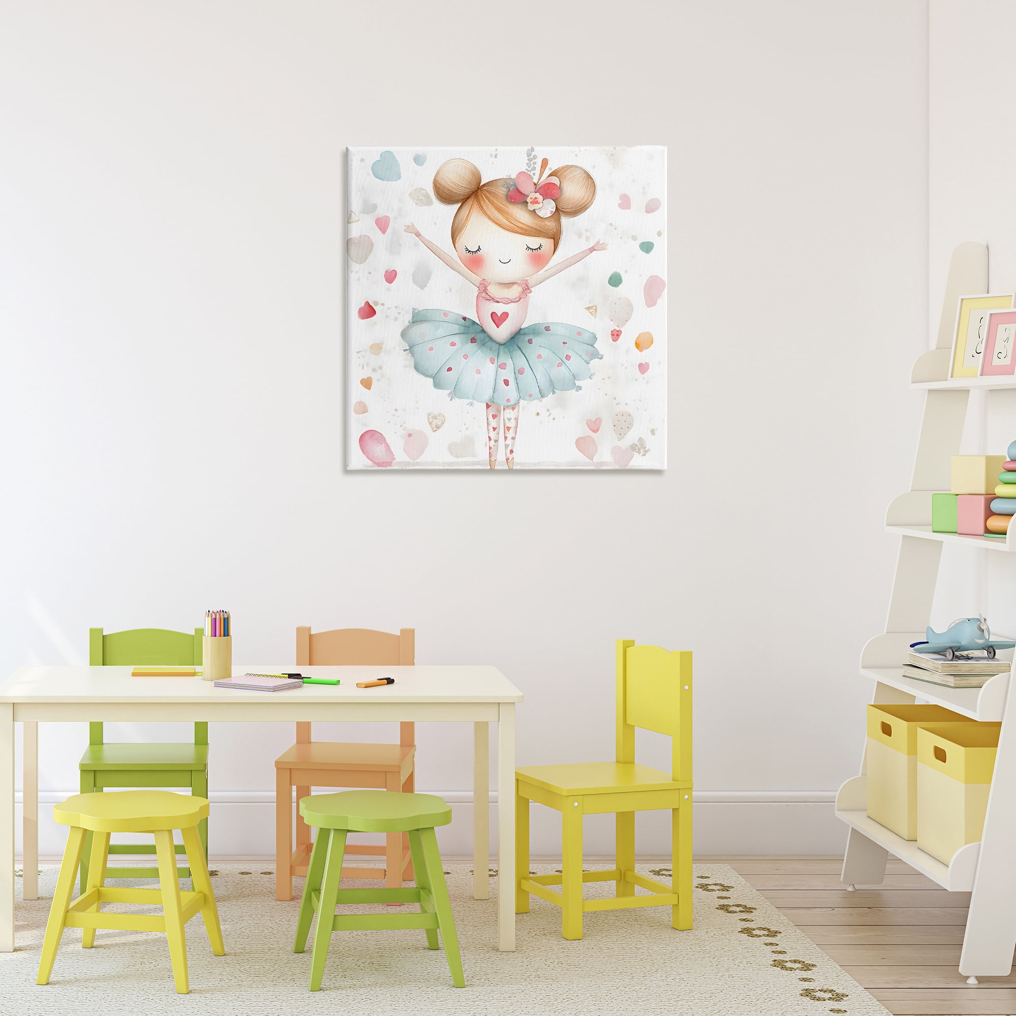 Stupell Industries Cute Ballerina with Hearts Canvas Wall Art, design by Creative Studio